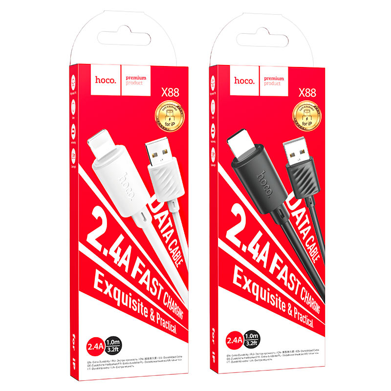 Hoco USB to Micro Type-C Cable 2.4A (Fast Charging/Data Sync)