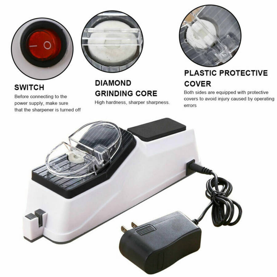 MHOME Electric Knife Sharpener – Double-Sided Pro Sharpening Tool for Knives & Scissors
