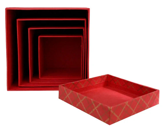 4pc Set Square Nesting Gift Boxes with Lids