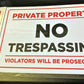 Red And Black "NO TRESPASSING" Plastic Board 20cm x 30cm x 3mm