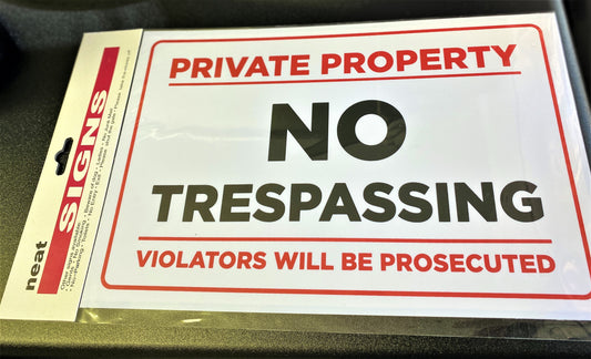 Red And Black "NO TRESPASSING" Plastic Board 20cm x 30cm x 3mm