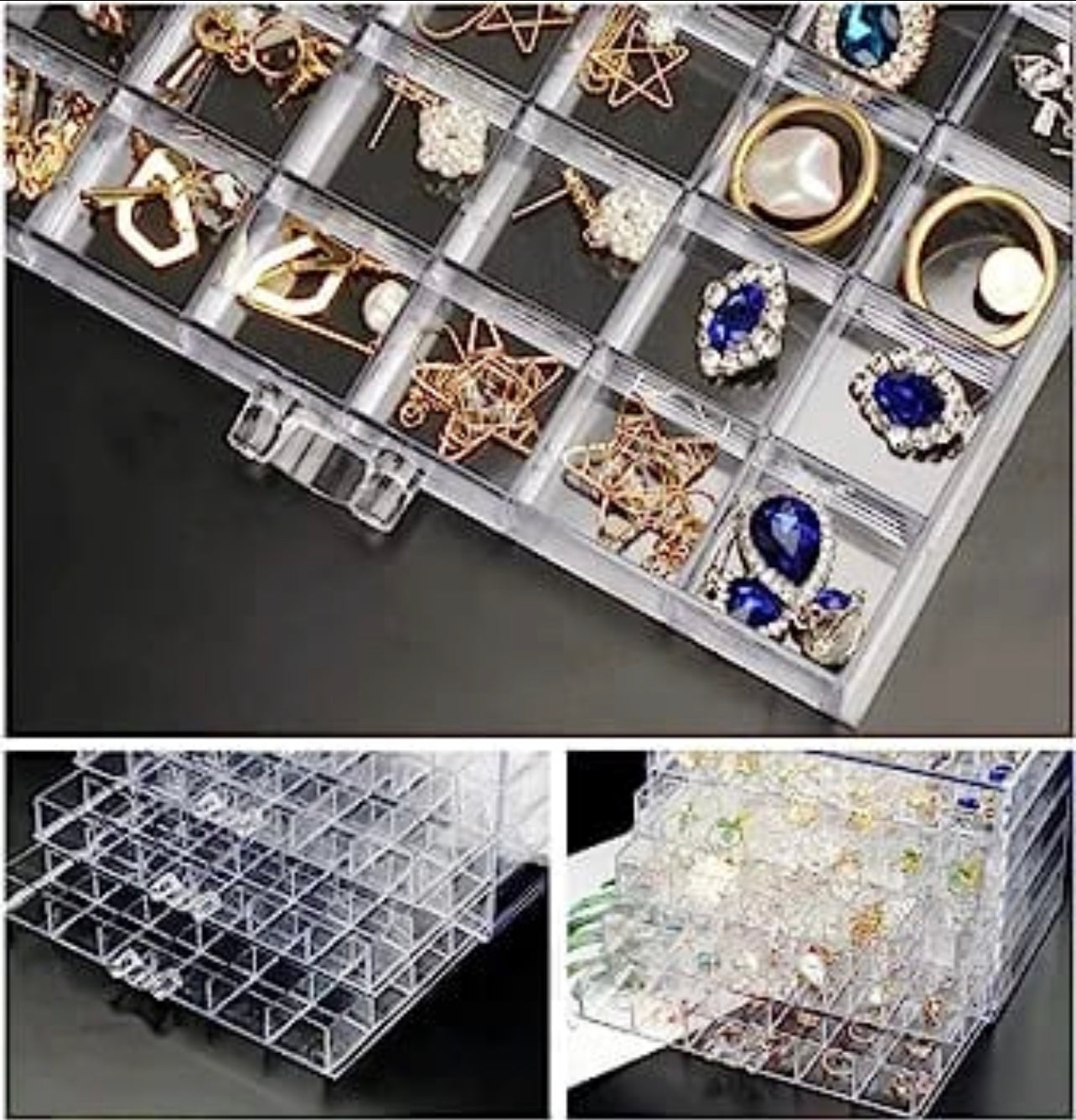 Transparent Jewellery Box 5 Drawer 120 Compartment