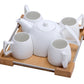 Mini Porcelain Tea Set - Ceramic Teapot Coffee Cup Set for Drinking Tea, Latte, 6pc