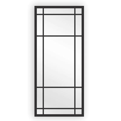MFurn Grid Floor Mirror: Large Black Metal Frame Full-Length Leaning Mirror, 180 x 100 cm