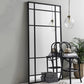 MFurn Grid Floor Mirror: Large Black Metal Frame Full-Length Leaning Mirror, 180 x 100 cm