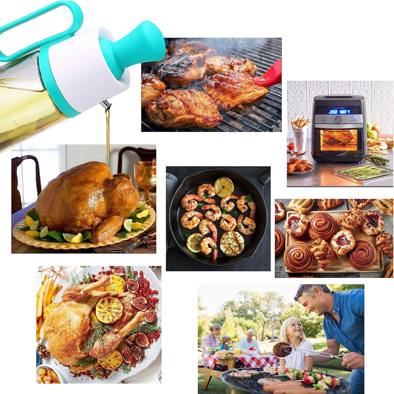 Oil Dispenser With Brush, Glass Olive Oil Bottle With Silicone Dropper