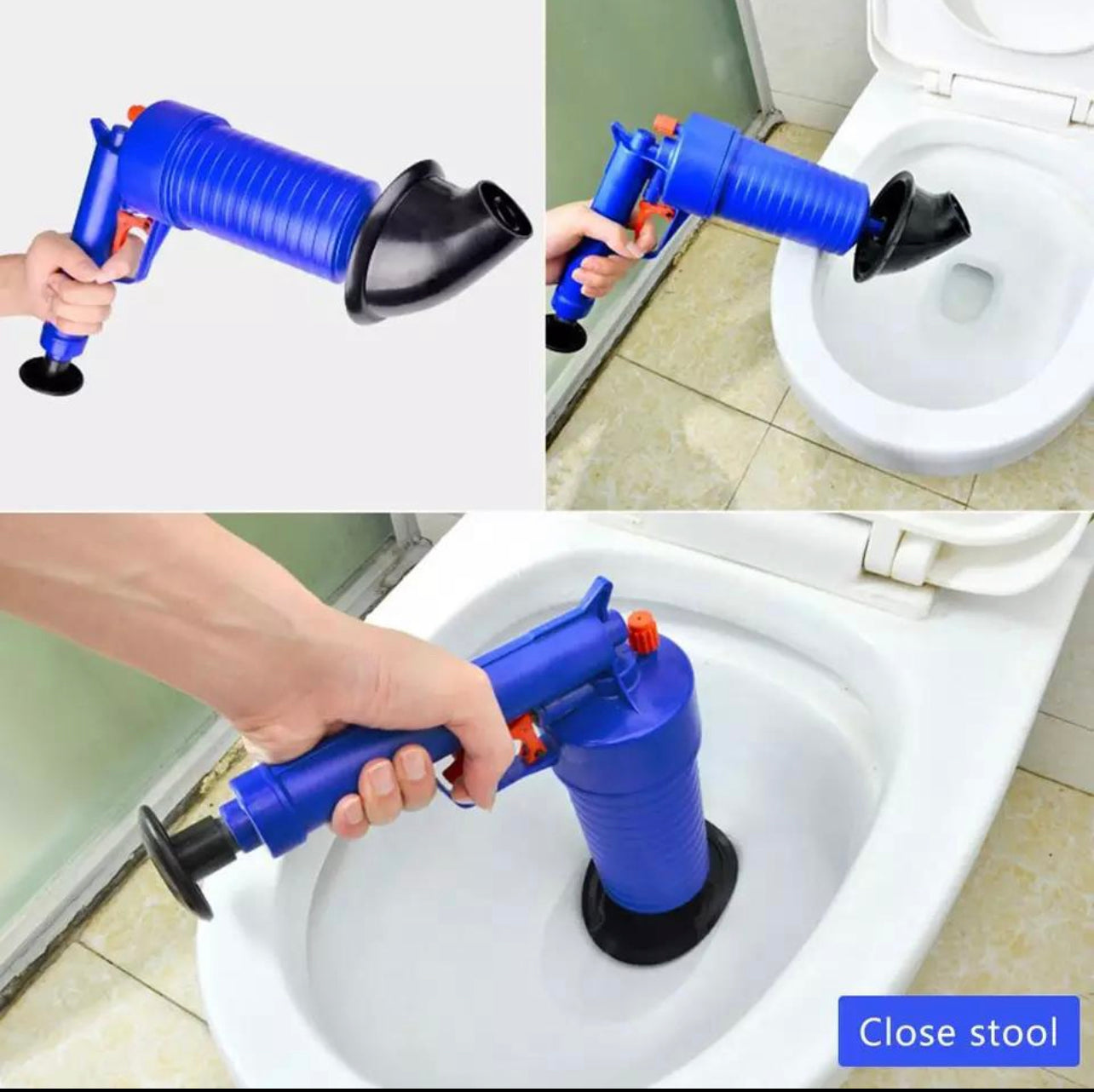 Toilet Plunger Air Drain Blaster Pressure Pump Cleaner for Bathroom Kitchen Clog Remover