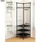 Corner Coat Rack – Freestanding Metal Wardrobe with Shelves for Bedroom, Entryway & Laundry Room