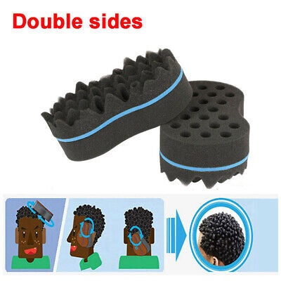 Double Sided Barber Afro Curl Wave Hair Brush Sponge Dreads Locking Twists Coil
