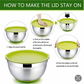 MHome 5-Piece Stainless Steel Salad Bowl Set with Covers & Silicone Bottoms