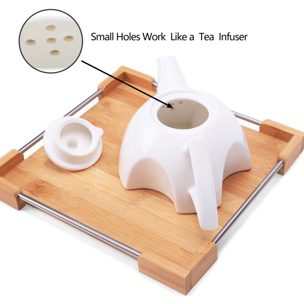 Mini Porcelain Tea Set - Ceramic Teapot Coffee Cup Set for Drinking Tea, Latte, 6pc