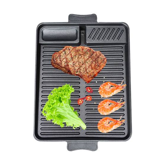 Rectangular Teppanyaki BBQ Grill Pan – Non-Stick Medical Stone Coating