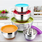 MHome 5-Piece Stainless Steel Salad Bowl Set with Covers & Silicone Bottoms