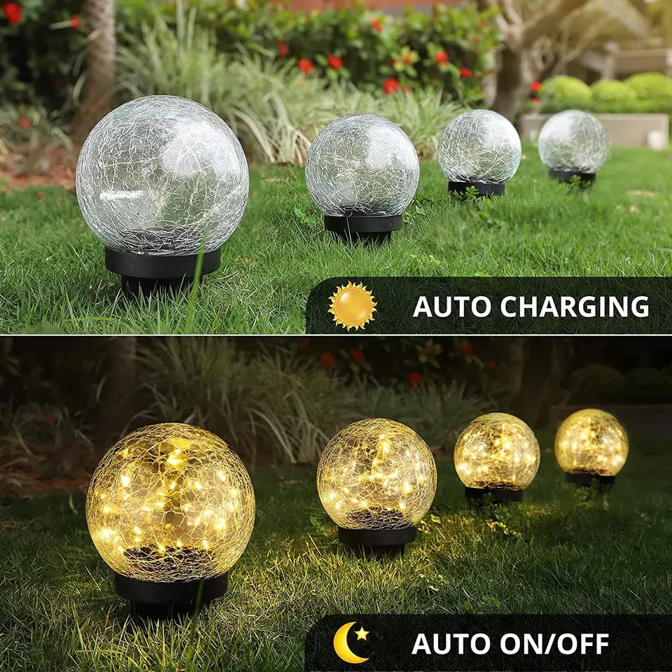 Solar LED Light Outdoor Cracked Glass Ball Lamp In-Ground Solar Garden Light Waterproof for Garden Pathway Party Decoration