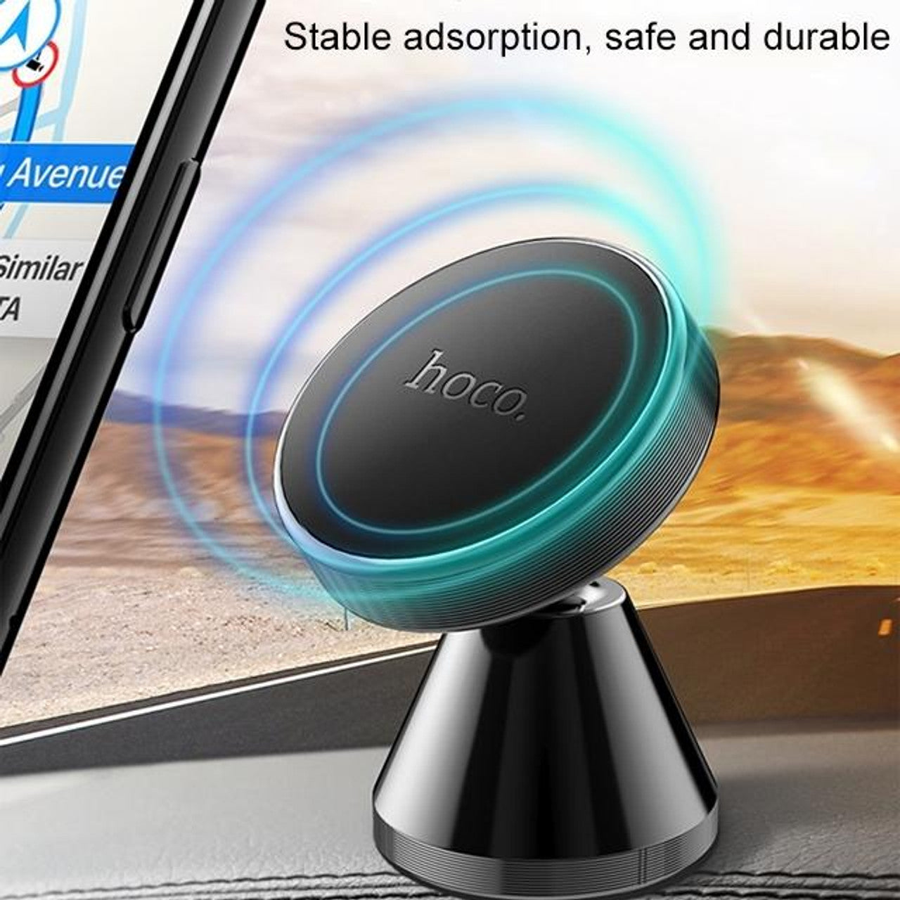 Portable Car Central Console Metal Magnetic Holder(Black)
