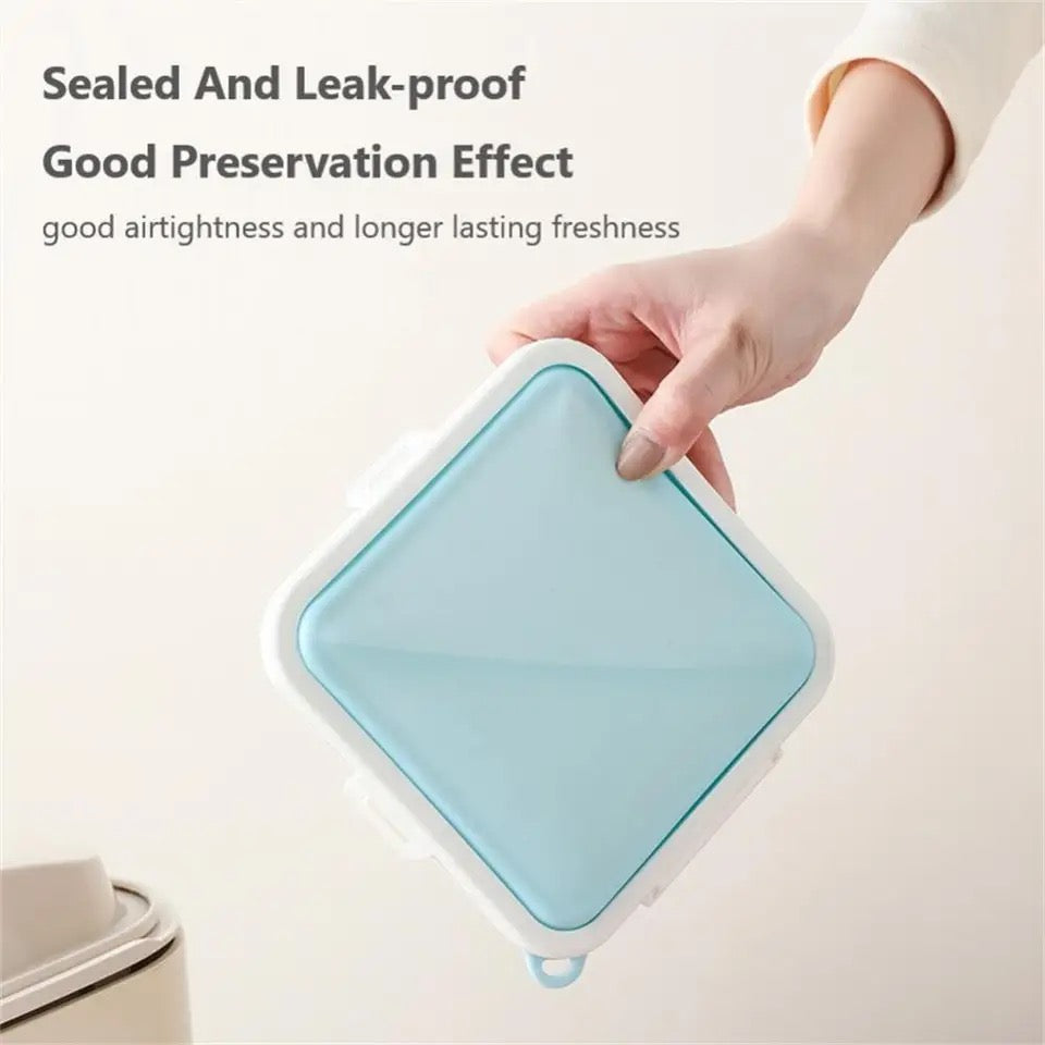 Silicone Sandwich Square Storage Box Reusable Microwave Safe Lunch Box