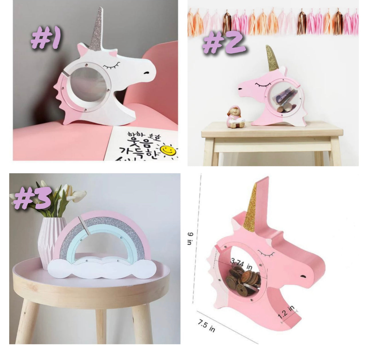 Kids Wooden Coin Money Bank Nordic Style