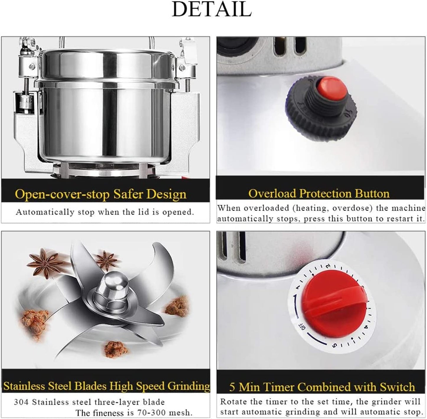 High Speed Multifunctional Grinder - 28000rpm - 3 Blade Stereo Grinding
