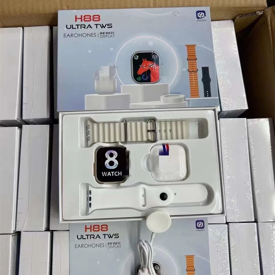 Smartwatch 3:1 Pro4 Earbuds, H88 Smart Watch & Wireless Charger
