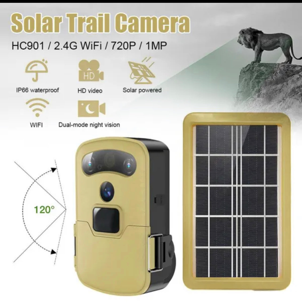 Trail Trap Camera Portable Hunting Trail Camera Solar Panel Powered Night Vision Tracking Surveillance Photo Traps