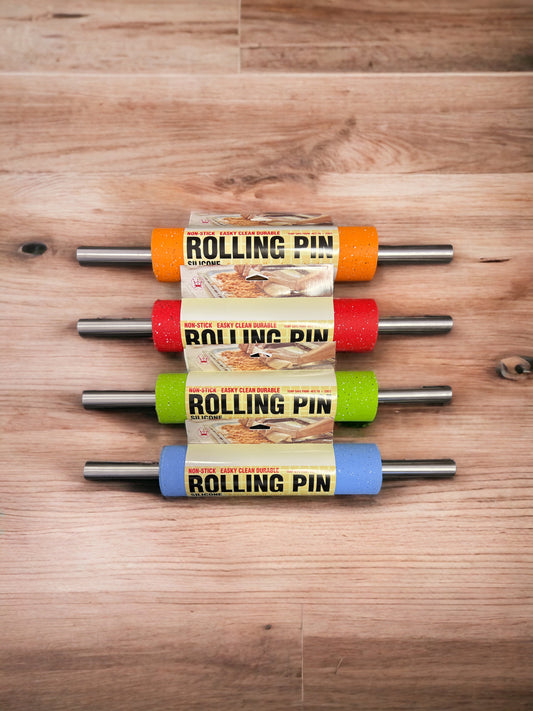 Rolling Pin Stainless Steel Silicone for Kitchen, Non-Stick Surface, Metal Roller for Baking Cookies, Bread, Fondant, Dough, Pastry, Pizza, Pie Crust 50cm