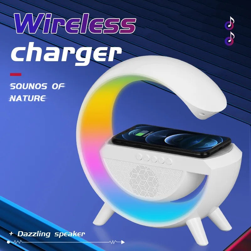 Multifunctional Wireless Charger Night Light Bluetooth Speaker Music Sync APP Control RGB Light Fast Charging Station For Iphone