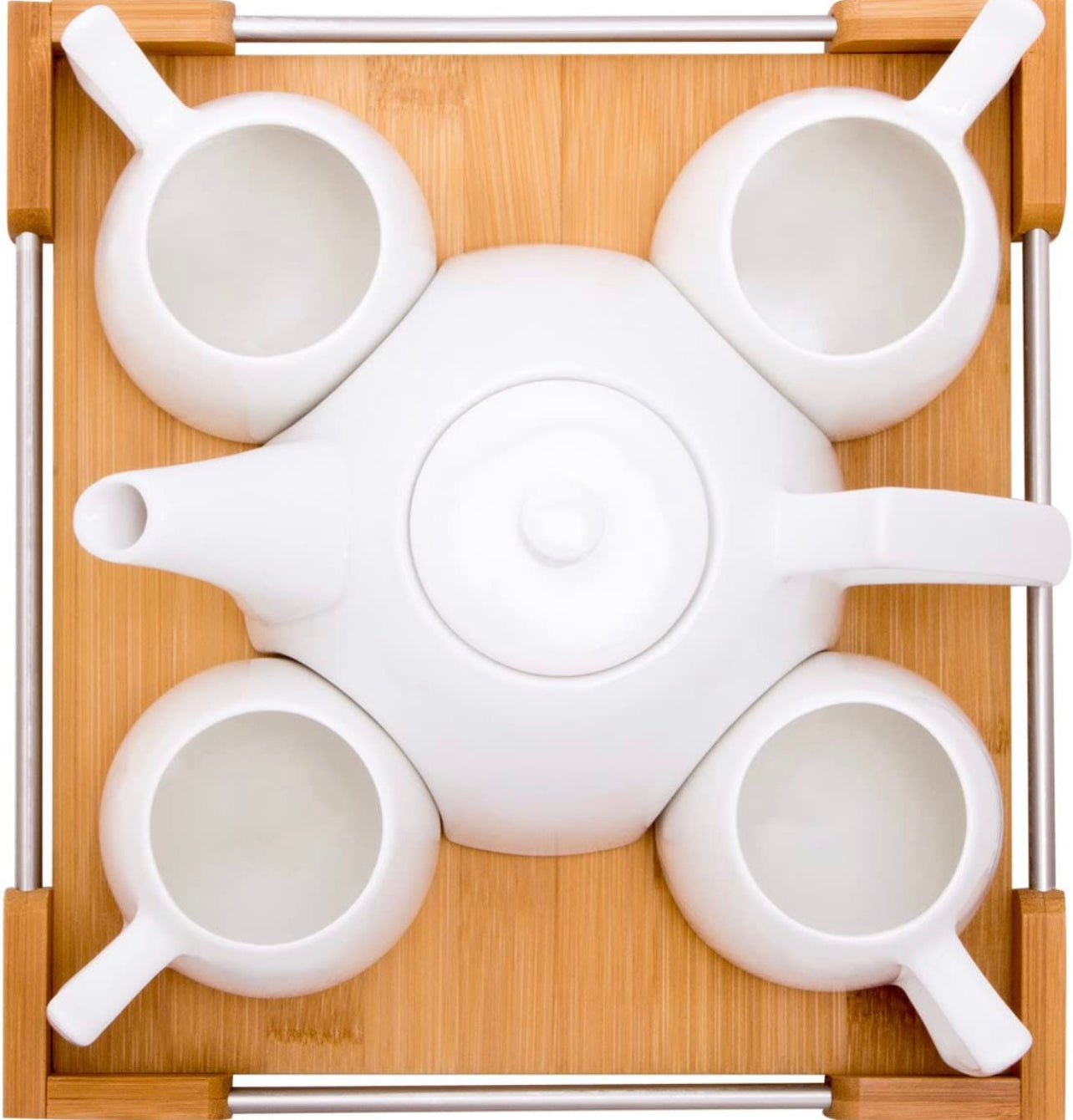 Mini Porcelain Tea Set - Ceramic Teapot Coffee Cup Set for Drinking Tea, Latte, 6pc