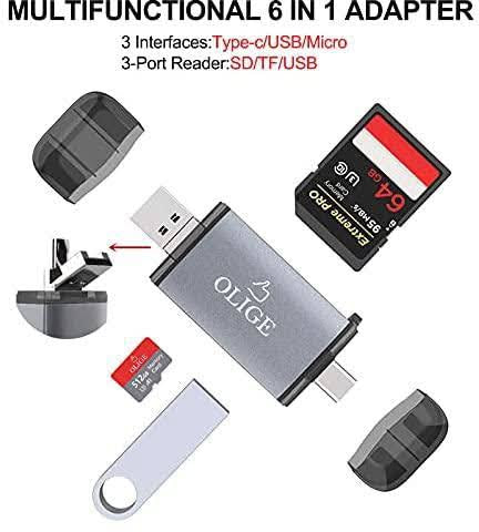 Multifunctional USB V8 & Type C Card Reader OTG, Reads Micro SD + SD Card & USB Flash Drive
