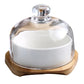 New ceramic dessert bowl snack dish taste fruit salad ice cream bowl pudding cup with bamboo tray glass cover creative tableware 3pc