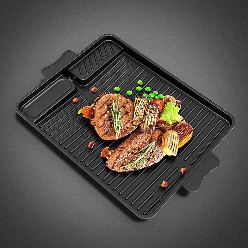 Rectangular Teppanyaki BBQ Grill Pan – Non-Stick Medical Stone Coating