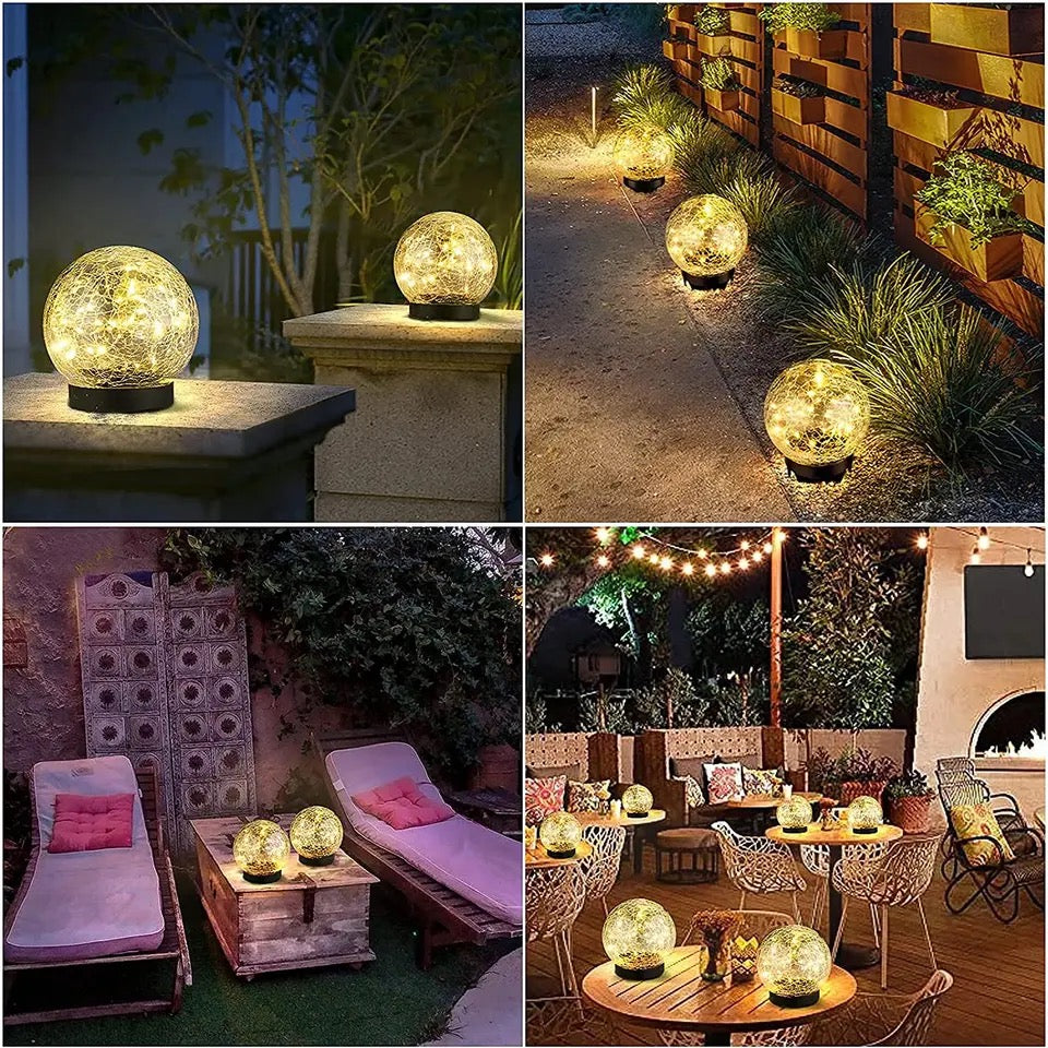 Solar LED Light Outdoor Cracked Glass Ball Lamp In-Ground Solar Garden Light Waterproof for Garden Pathway Party Decoration