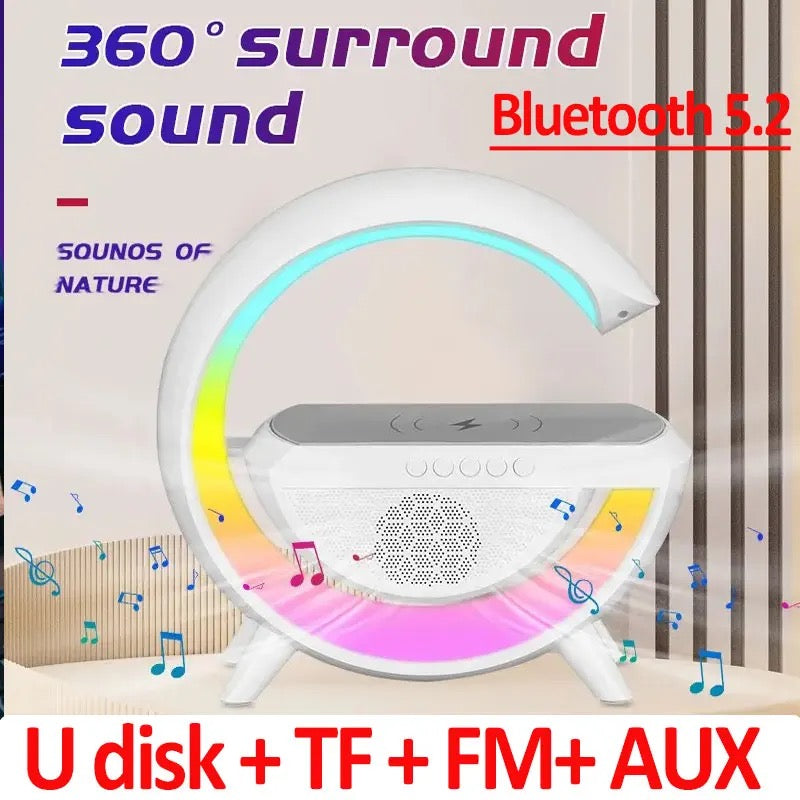 Multifunctional Wireless Charger Night Light Bluetooth Speaker Music Sync APP Control RGB Light Fast Charging Station For Iphone