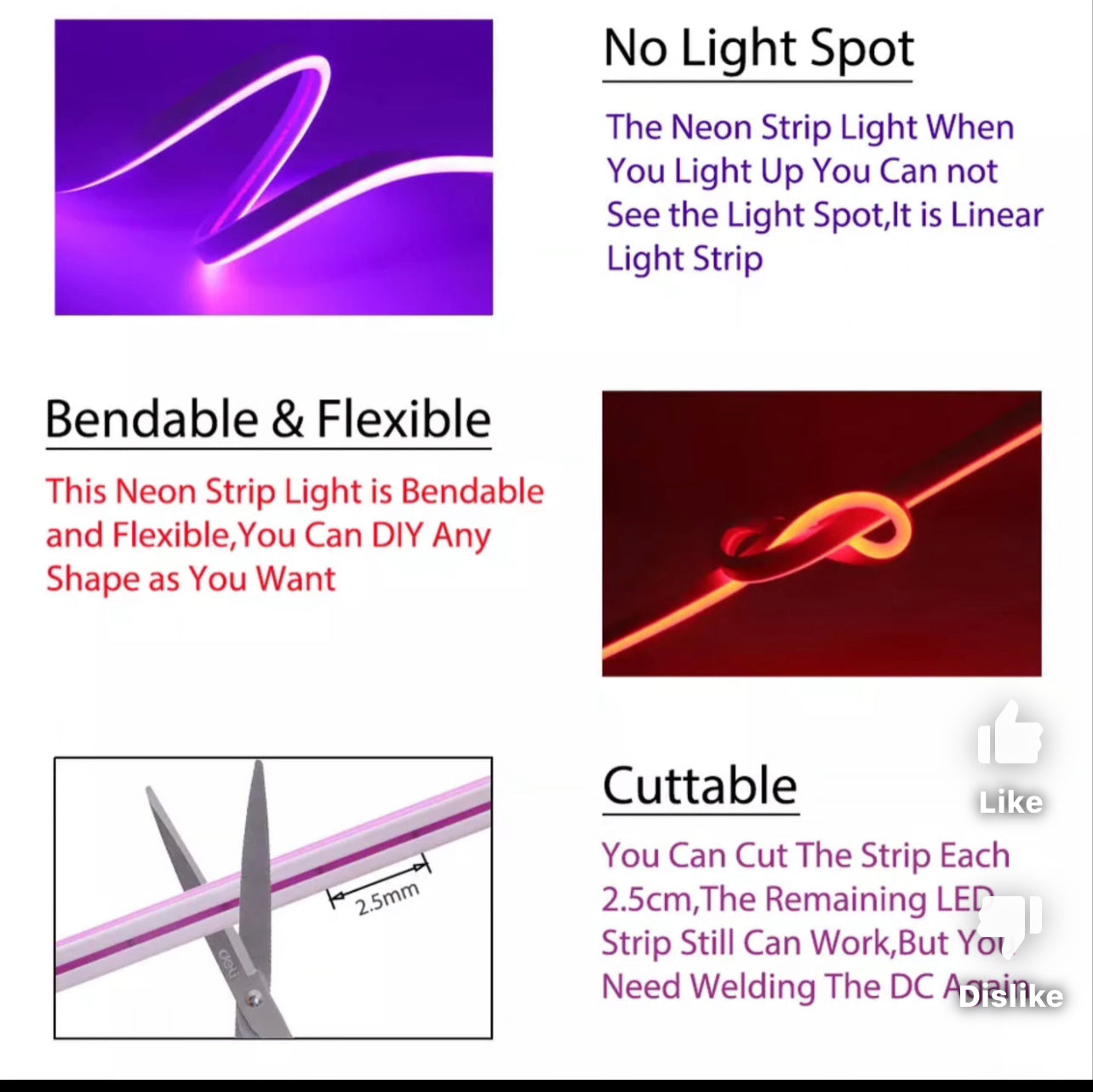 Neon Flex Led Strip 5Meters 12v Waterproof outdoor ip65 modabe for Neon Sign