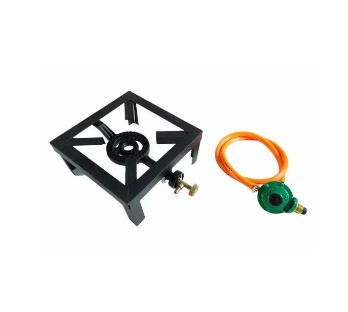 Single Gas Burner, 4 Legged with Hose And Regulator Set