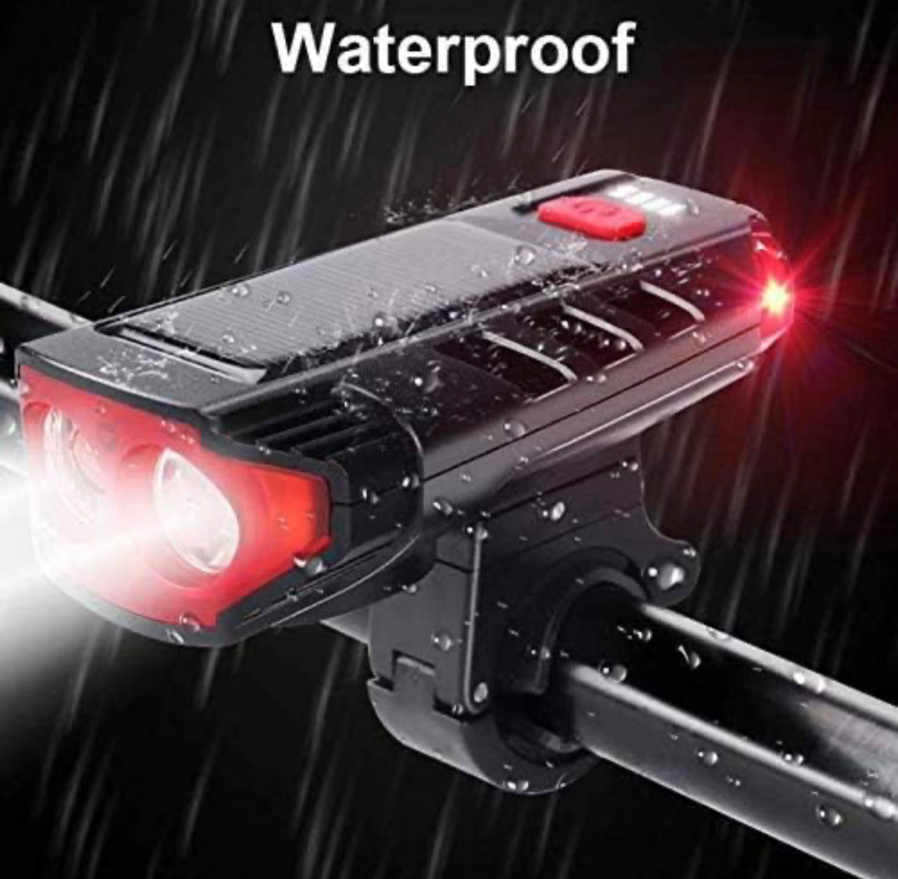 Dual Light Source Solar Powered Horn Bicycle Light 120l