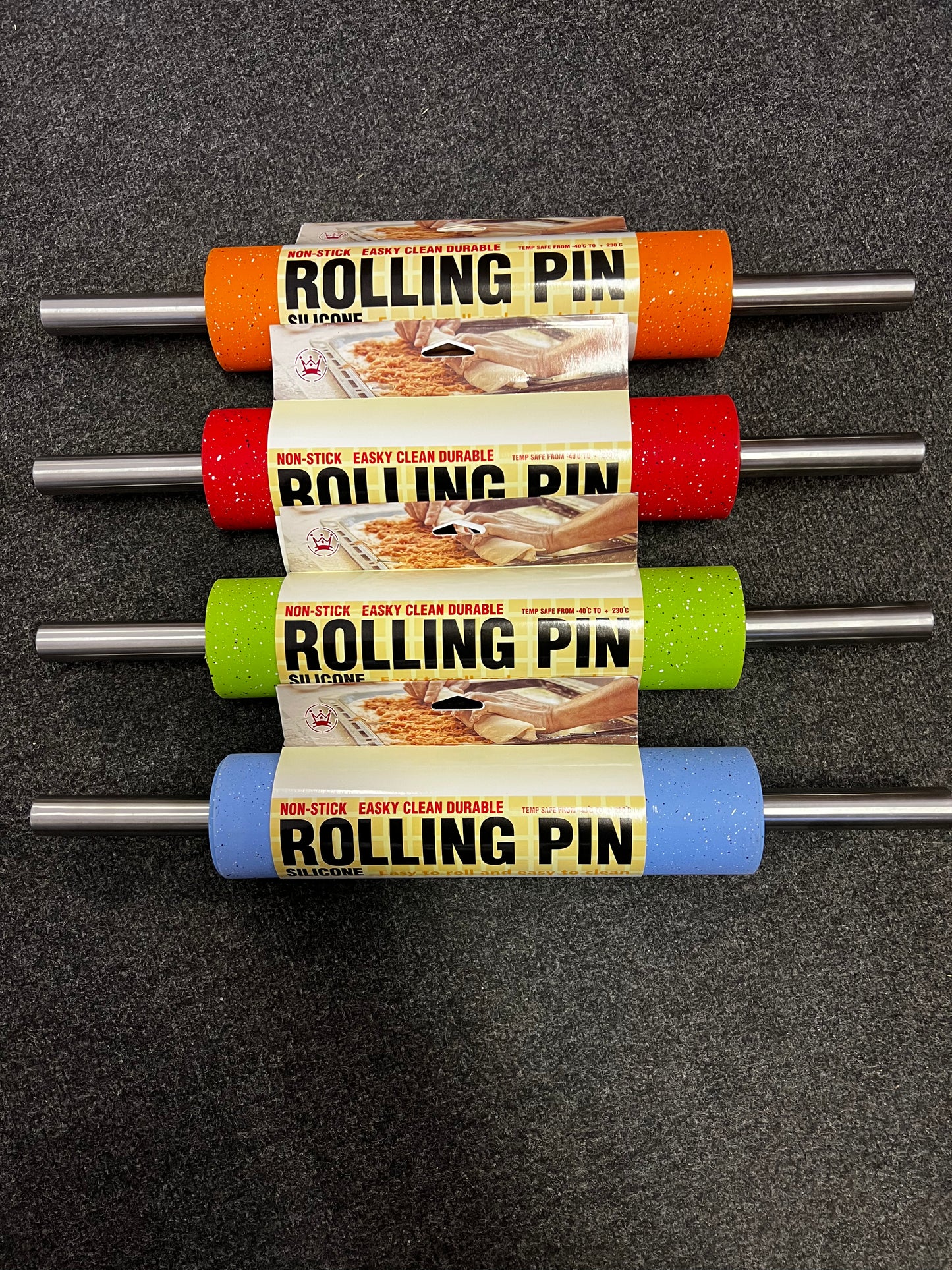 Rolling Pin Stainless Steel Silicone for Kitchen, Non-Stick Surface, Metal Roller for Baking Cookies, Bread, Fondant, Dough, Pastry, Pizza, Pie Crust 50cm
