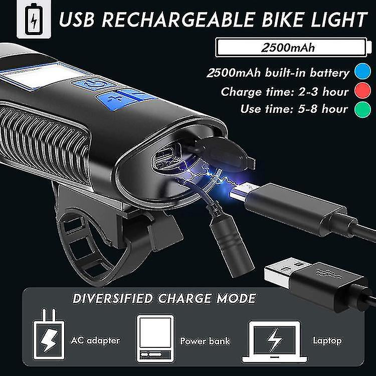 Dual Light Source Wireless Code Meter with Horn Bicycle Front Light