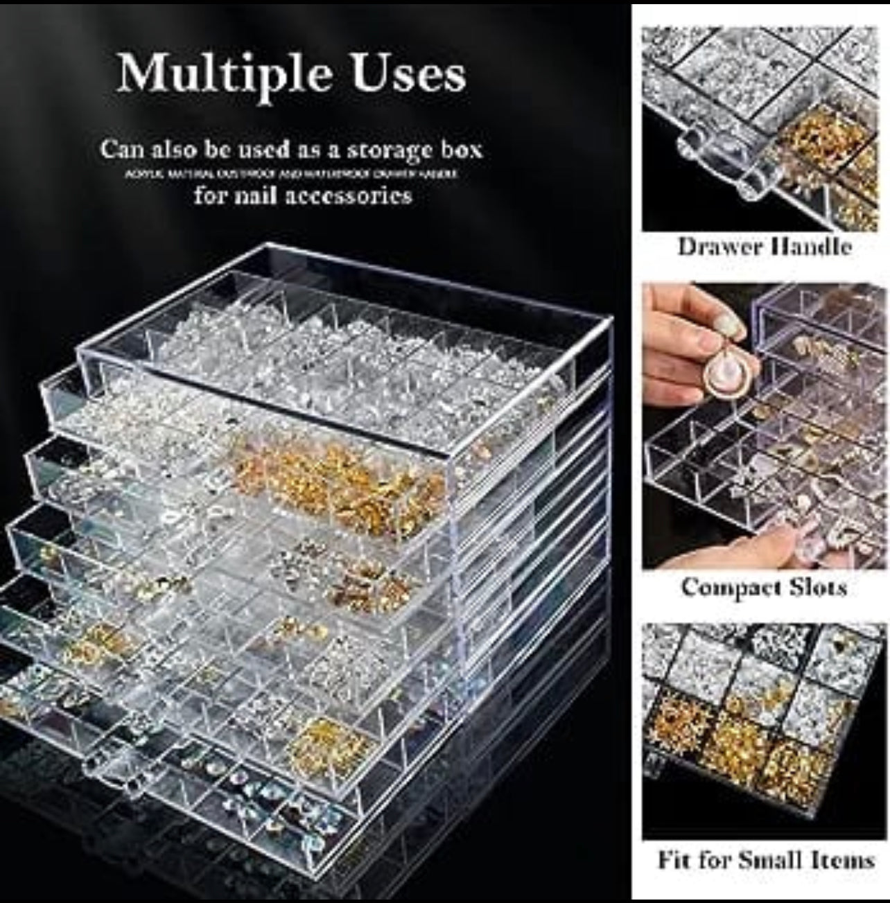 Transparent Jewellery Box 5 Drawer 120 Compartment