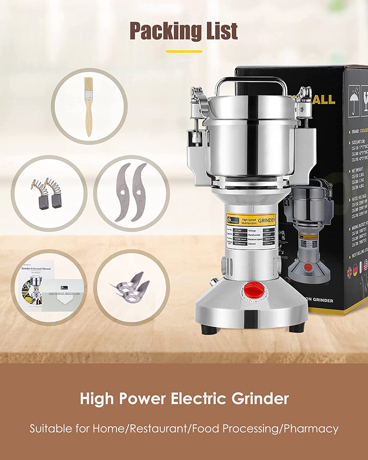 High Speed Multifunctional Grinder - 28000rpm - 3 Blade Stereo Grinding