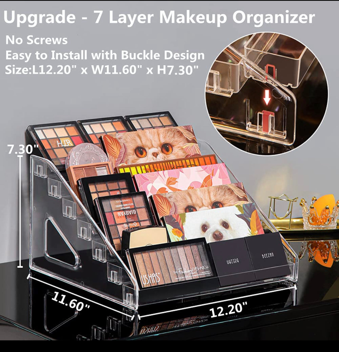 Acrylic 7 Tier Makeup Nail Polish Storage Organiser