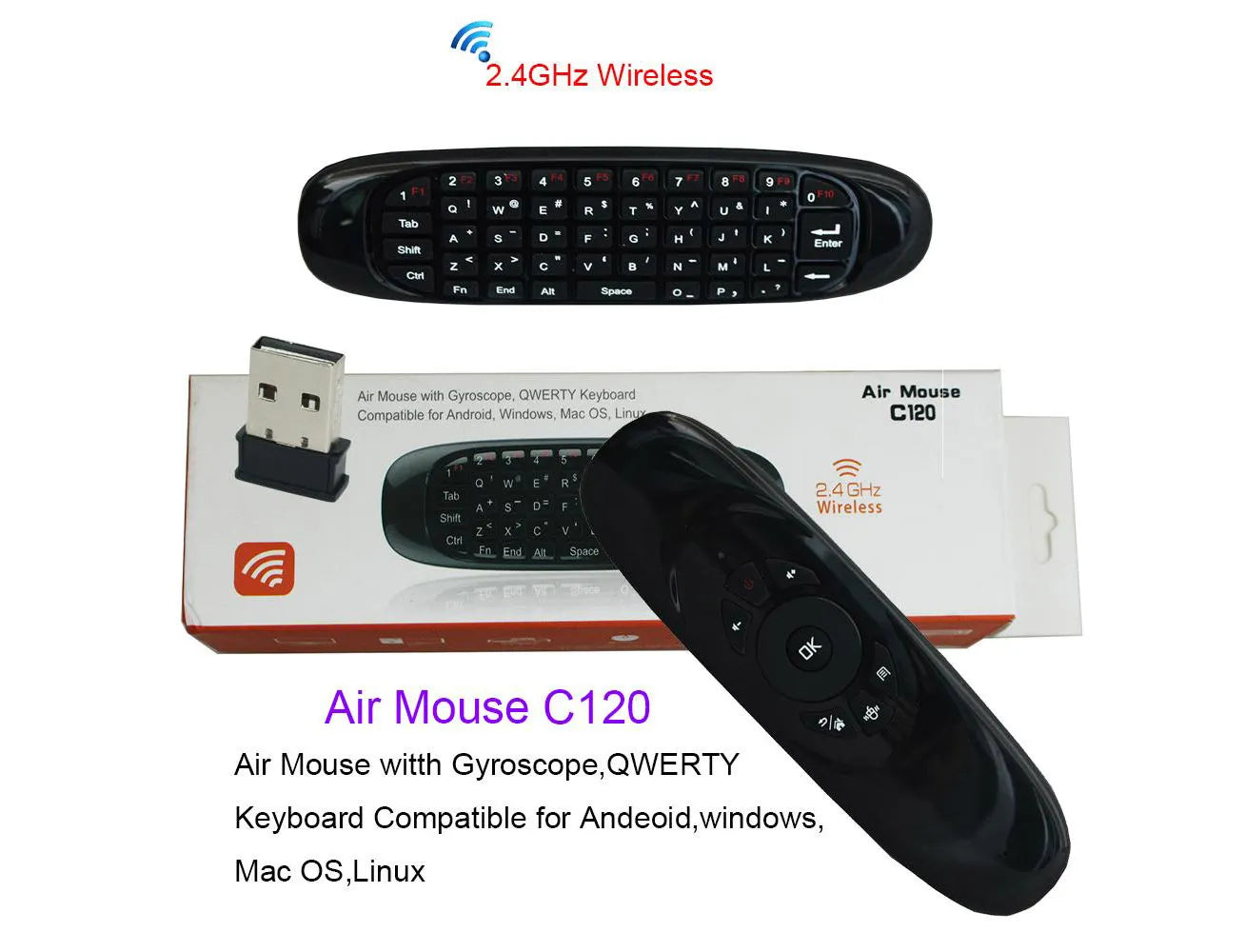 Air Mouse C120 2.4G Mini Keyboard for Android Smart TV Box Windows macOS