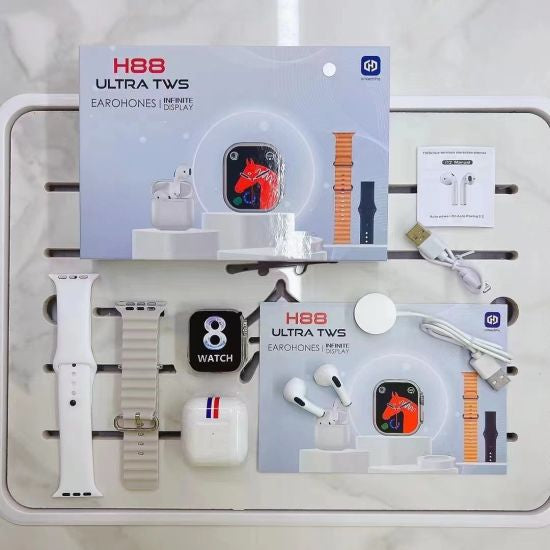 Smartwatch 3:1 Pro4 Earbuds, H88 Smart Watch & Wireless Charger