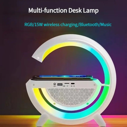 Multifunctional Wireless Charger Night Light Bluetooth Speaker Music Sync APP Control RGB Light Fast Charging Station For Iphone