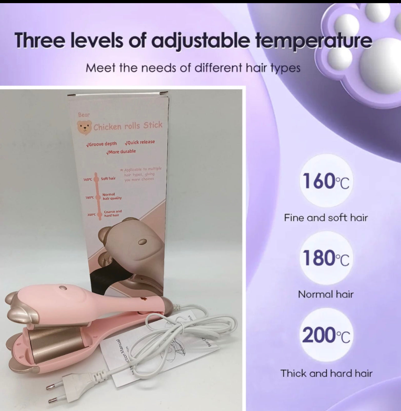 Electric Hair Curler Negative Ions Ceramic Curling Iron 32mm Wave Curly Hair Styler Tools