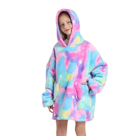 Huggle Kids Glow in the Dark Oversized Hoodie Blanket – Sherpa Fleece, One Size, Super Soft & Lightweight