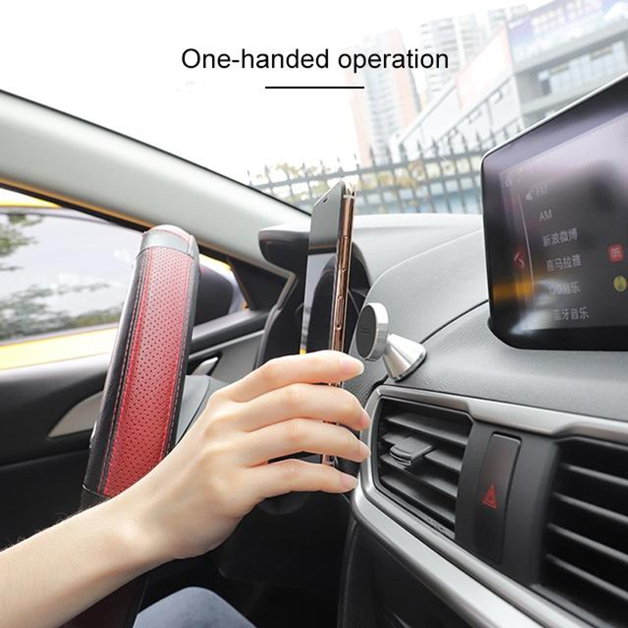 Portable Car Central Console Metal Magnetic Holder(Black)
