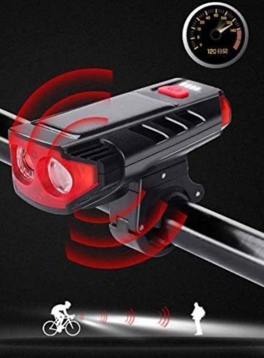 Dual Light Source Solar Powered Horn Bicycle Light 120l