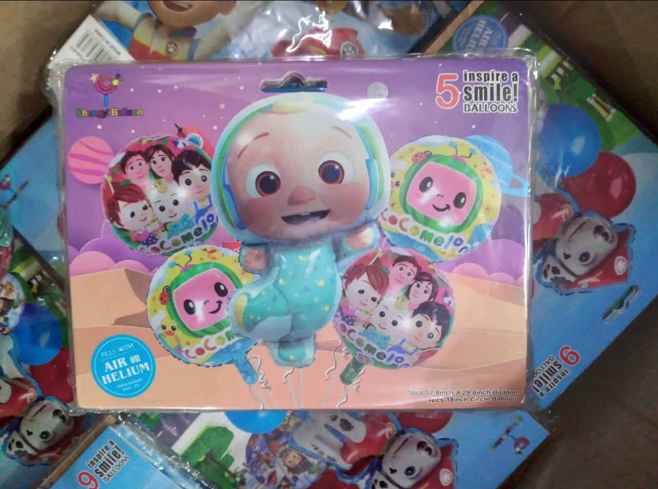 Cocomelon Balloon Party Pack Helium Type 5pc