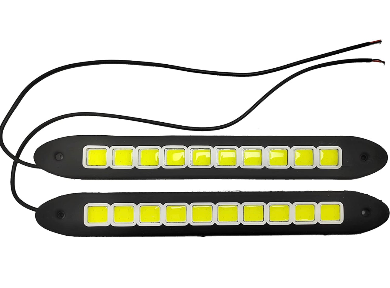 Daytime running light 12 in 10 cob yellow diode housing rubber square 260x30x6mm 2 PCs Grande Light