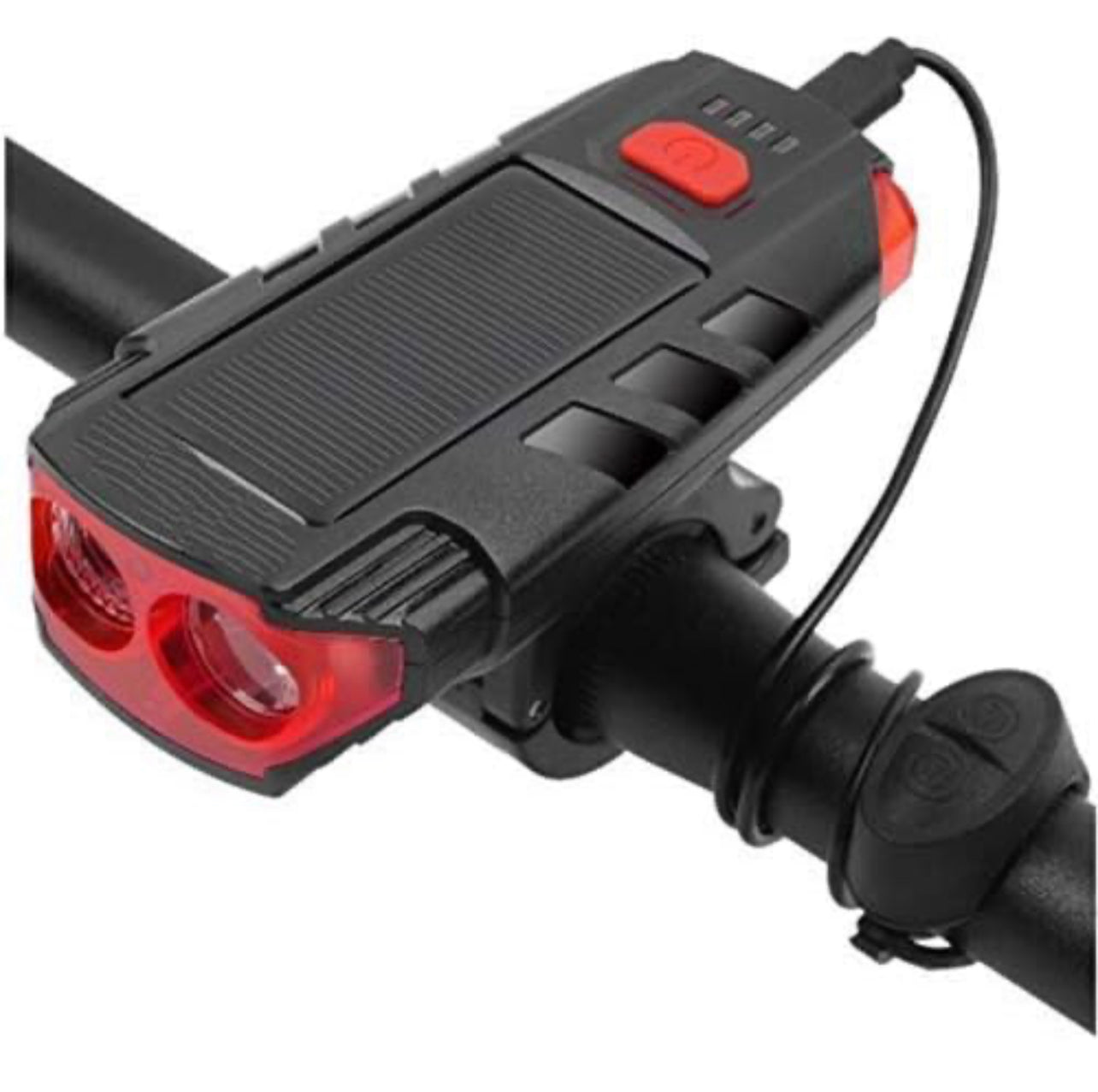 Dual Light Source Solar Powered Horn Bicycle Light 120l